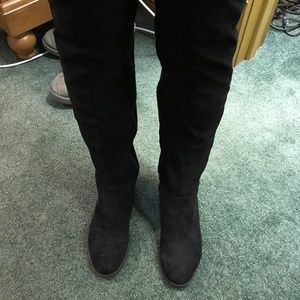 Black Suede Over-the-Knee Boots